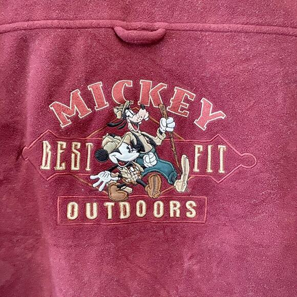 DISNEY STORE Vintage Mickey Mouse Outdoors Fleece Button Down Shirt Sz M - Picture 7 of 8
